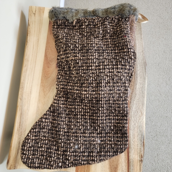 3D Santa Claus Sculpture Christmas Stocking Tweed Fur Trim - Picture 7 of 7